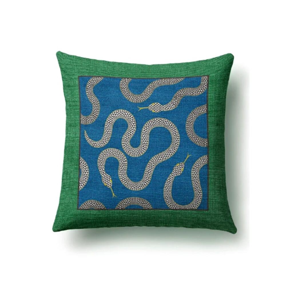 Ruggable Venom Green Blue Woven Zipper Throw Pillow Cover 20x20